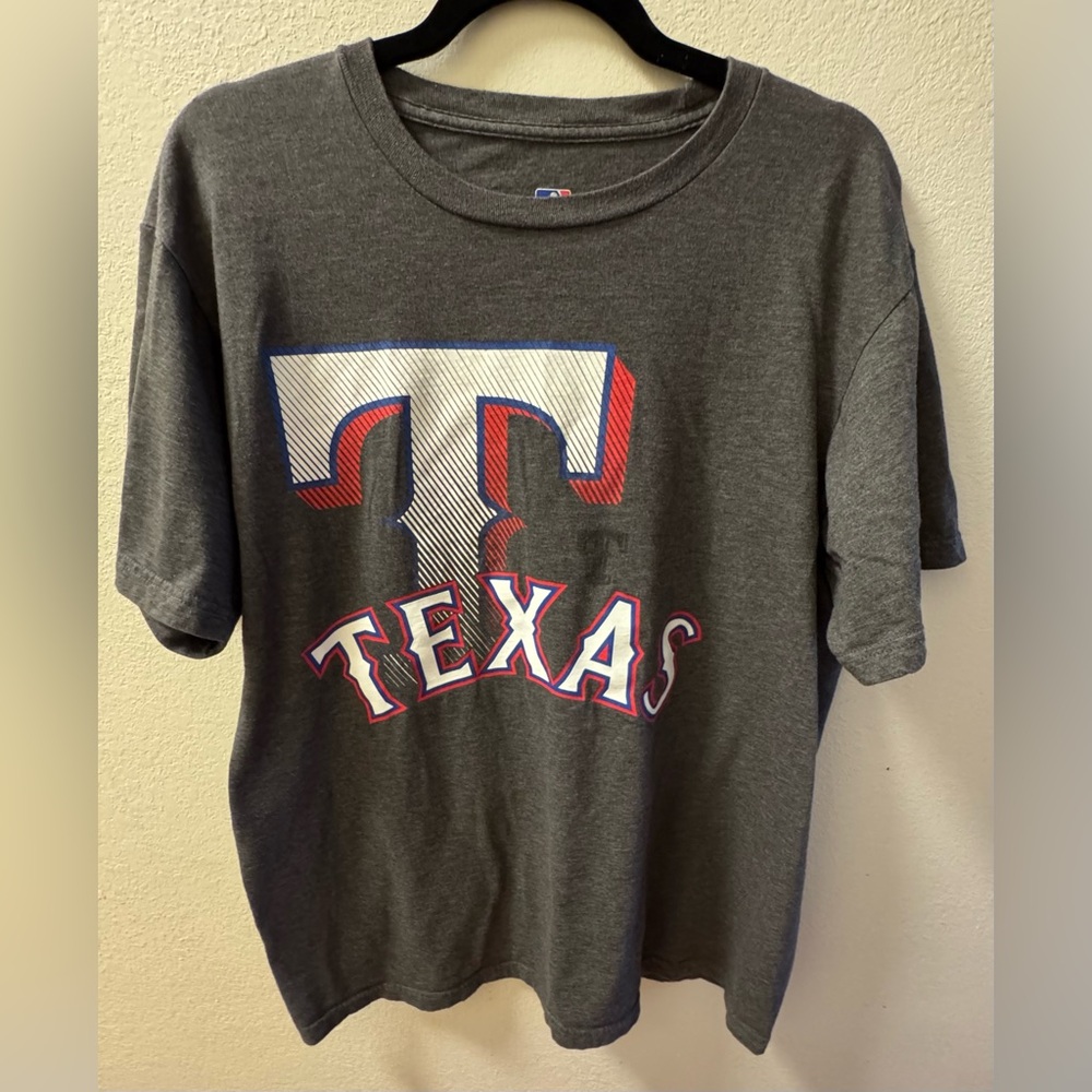 Texas Rangers MLB Mens Size Large T-Shirt Short Sleeve Gray Genuine Merchandise